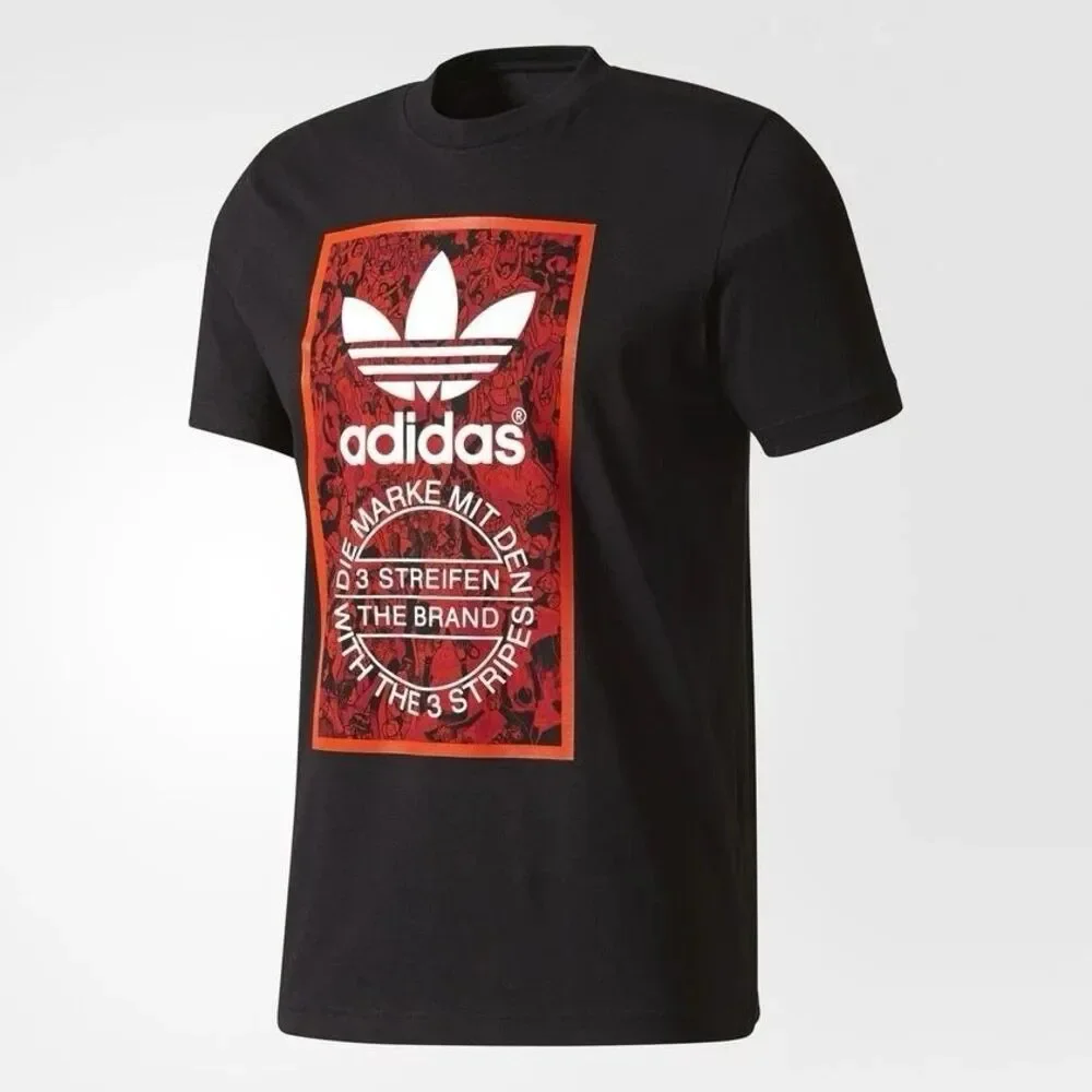 Adidas Originals Trefoil Tongue Label Graphic T-Shirt - Black Red - 019